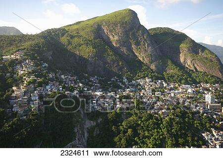 Stock Image - Brazil, Shanty towns and favelas; Rio de Janeiro. Fotosearch