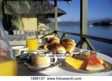 Breakfast Of Fruit And Croissants By The Sea View Large Photo Image Stock Photo - Breakfast Of Fruit And Croissants By The Sea. Fotosearch