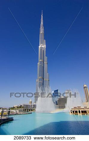 Stock Image - Breaking Waves At Burj Khalifa, Dubai, Uae. Fotosearch