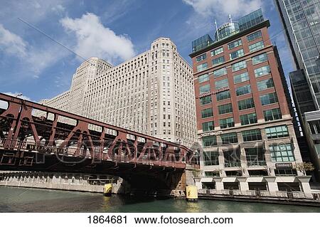 Stock Image - Bridge, Downtown Chicago, Illinois, Usa. Fotosearch