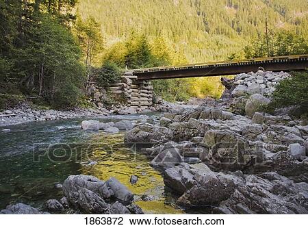 Stock Image - Bridge Over River, Elk Falls, British Columbia, Canada. Fotosearch