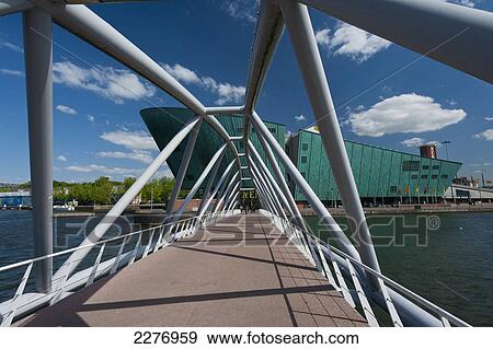 Stock Photo - Bridge to the Nemo science centre; Amsterdam, Holland. Fotosearch