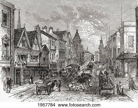 Picture - Briggate, Leeds, Yorkshire, England In The Late 19Th Century. From Our Own Country Published 1898.. Fotosearch