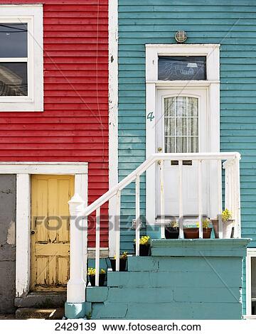 Bright coloured houses; St. John's, Newfoundland, Canada View Large Photo Image Stock Photo - Bright coloured houses; St. John's, Newfoundland, Canada. Fotosearch