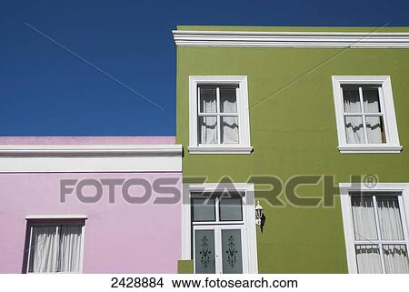 Picture - Bright, multi-hued houses on Wale Street; Cape Town, South Africa. Fotosearch