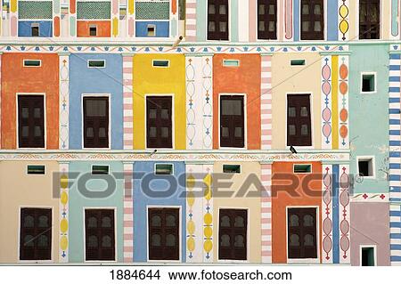 Picture - Bright Multicolored Building, Close Up. Fotosearch