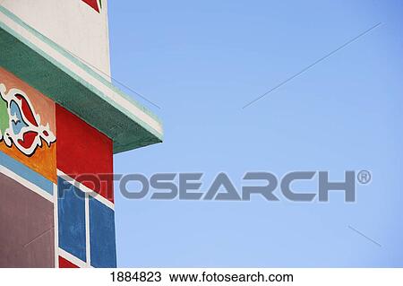 Brightly Painted Building And Blue Sky View Large Photo Image Stock Image - Brightly Painted Building And Blue Sky. Fotosearch