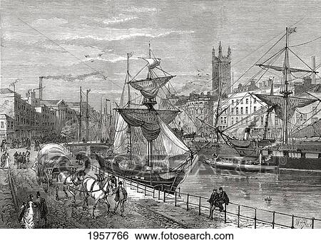 Stock Photograph - Bristol, England Seen From St. Augustine's Quay, In The Late 19Th Century. From Our Own Country Published 1898.. Fotosearch