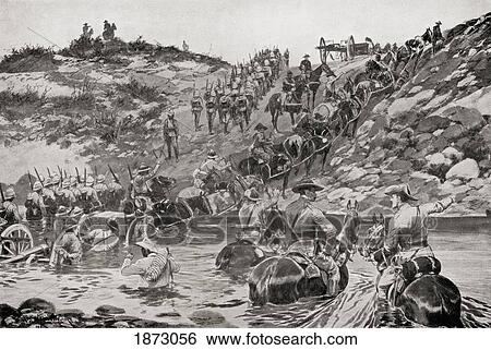 Stock Photograph - British Forces Fording A River Between Camp Frere And Chieveley During The Second Boer War. From The Book South Africa And The Transvaal War By Louis Creswicke, Published 1900. Fotosearch