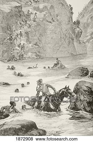 British Soldiers Fleeing And Being Pursued By Zulu Warriors After The Battle Of Isandlwana, Kwazulu-Natal Province, South Africa. From Afrika, Dets Opdagelse, Erobring Og Kolonisation, Published In Copenhagen, 1901. View Large Photo Image Stock Photo - British Soldiers Fleeing And Being Pursued By Zulu Warriors After The Battle Of Isandlwana, Kwazulu-Natal Province, South Africa. From Afrika, Dets Opdagelse, Erobring Og Kolonisation, Published In Copenhagen, 1901.. Fotosearch