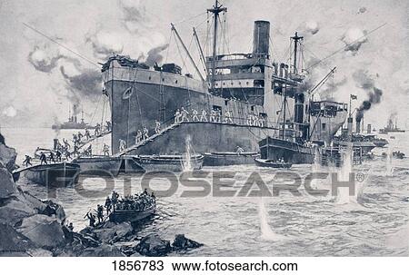 British Troops Landing From The 2000 Ton Collier River Clyde At Seddul Bahr Gallipoli Turkey April 25Th 1915 View Large Photo Image Stock Image - British Troops Landing From The 2000 Ton Collier River Clyde At Seddul Bahr Gallipoli Turkey April 25Th 1915. Fotosearch