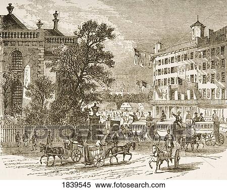Stock Photography - Broadway And St Paul's New York In 1870S. From American Pictures Drawn With Pen And Pencil By Rev Samuel Manning Circa 1880. Fotosearch