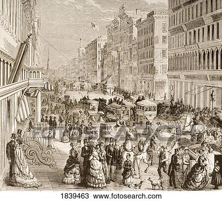 Broadway New York Looking North In 1870S. From American Pictures Drawn With Pen And Pencil By Rev Samuel Manning Circa 1880 View Large Photo Image Stock Image - Broadway New York Looking North In 1870S. From American Pictures Drawn With Pen And Pencil By Rev Samuel Manning Circa 1880. Fotosearch
