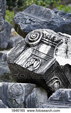 Stock Photography - Broken Column Of Roman Ruins; Phaselis, Turkey. Fotosearch
