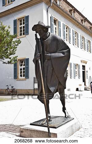 Stock Photo - Bronze Statue Of Pilgrim; Speyer Rhineland-Palatinate Germany. Fotosearch