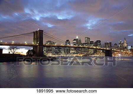 Brooklyn Bridge And Lower Manhattan At Dusk View Large Photo Image Stock Photography - Brooklyn Bridge And Lower Manhattan At Dusk. Fotosearch