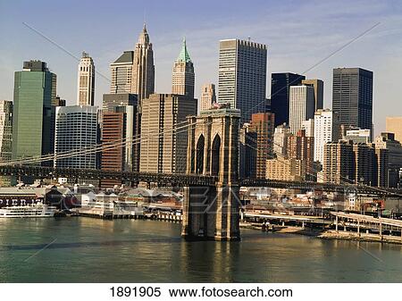 Brooklyn Bridge With Manhattan Skyline View Large Photo Image Stock Photography - Brooklyn Bridge With Manhattan Skyline. Fotosearch