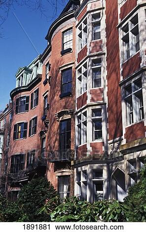 Stock Image - Brownstone Townhouses On Mount Vernon Street. Fotosearch