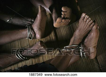 Stock Photo - Bru Tribal Women Feet Wearing Anklets, Close Up. Fotosearch