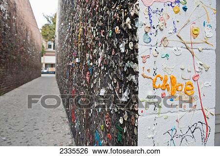 Stock Photograph - Bubble Gum On Wall; California, Usa. Fotosearch