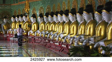 Stock Photo - Buddha images at Umin Thounzeh on Sagaing Hill; Burma. Fotosearch