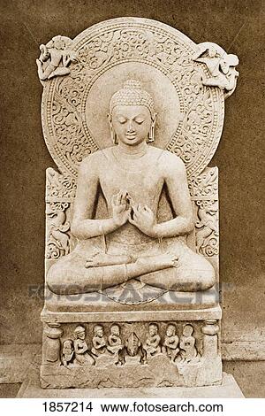 Buddha Preaching. Sculpture Discovered At Sarnath. From The Book The Outline Of History By H. G. Wells Volume 1, Published 1920. View Large Photo Image Picture - Buddha Preaching. Sculpture Discovered At Sarnath. From The Book The Outline Of History By H. G. Wells Volume 1, Published 1920.. Fotosearch