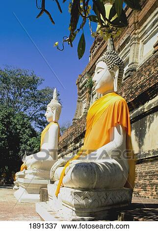 Stock Photo - Buddha Statues At Wat Yai Chai Monghon. Fotosearch