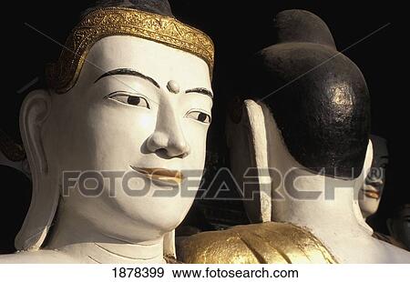 Stock Photo - Buddhas At Shwedagon Paya, Close Up. Fotosearch