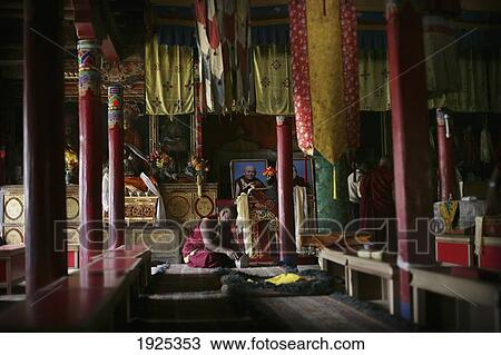 Stock Image - Buddhist Monk Inside Monastery At Lamayuru, Leh Ladakh, Indian Himalayas, India. Fotosearch