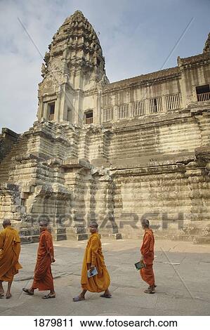 Stock Image - Buddhist Monks At Angkor Wat. Fotosearch