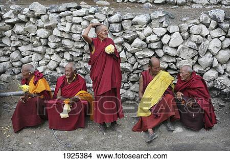 Picture - Buddhist Monks At Diskyid Monastery. Fotosearch
