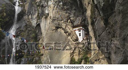Picture - Buddhist Prayer Flags In Mountains; Bhutan. Fotosearch