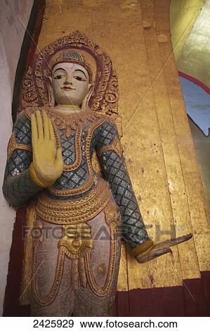 Stock Photo - Buddhist statue in a monastery, Upper Burma; Myanmar. Fotosearch