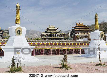 Buddhist temples and stupas at Wutun Si monastery; Tibet, China View Large Photo Image Stock Image - Buddhist temples and stupas at Wutun Si monastery; Tibet, China. Fotosearch