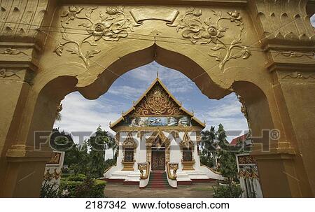 Stock Image - Buddhist Wat; Pakse, Champasak Province, Laos. Fotosearch