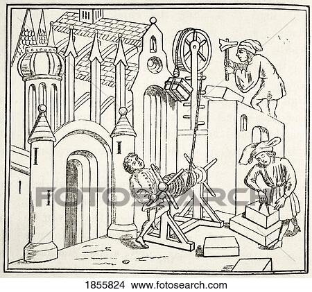 Builder At Work In The 15Th Century. From The National And Domestic History Of England By William Aubrey Published London Circa 1890 View Large Photo Image Picture - Builder At Work In The 15Th Century. From The National And Domestic History Of England By William Aubrey Published London Circa 1890. Fotosearch