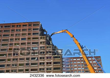 Stock Photograph - Building being demolished, Kilburn; London, England. Fotosearch