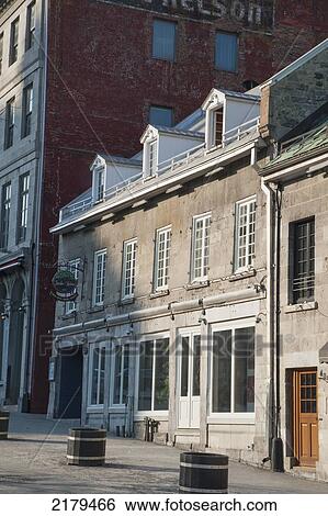 Stock Photograph - Building Fronts Along A Street; Montreal Quebec Canada. Fotosearch