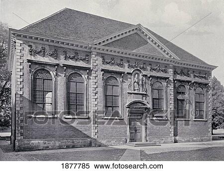 Stock Photography - Building Of Winchester College Known As School, Possibly Built By Sir Christopher Wren In 1683-1687. The North Front. From Winchester College By Christopher Hawkes, Published By Country Life Limited, London, 1933.. Fotosearch