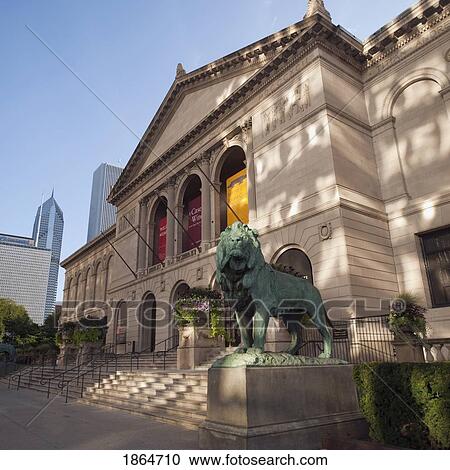 Stock Image - Building With Lion Statue. Fotosearch