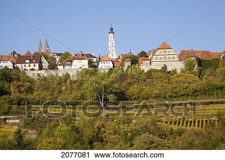 Buildings Against A Blue Sky; Rothenburg Ob Der Tauber Bavaria Germany View Large Photo Image Stock Image - Buildings Against A Blue Sky; Rothenburg Ob Der Tauber Bavaria Germany. Fotosearch