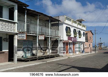 Buildings Along A Street; Puerto Baquerizo Moreno San Cristobal Island Galapagos Equador View Large Photo Image Stock Photograph - Buildings Along A Street; Puerto Baquerizo Moreno San Cristobal Island Galapagos Equador. Fotosearch
