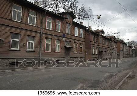 Stock Photograph - Buildings Along Paldiski Street, Tallinn, Estonia. Fotosearch