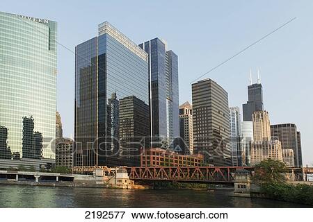Buildings Along The Chicago River; Chicago Illinois United States Of America View Large Photo Image Stock Photo - Buildings Along The Chicago River; Chicago Illinois United States Of America. Fotosearch