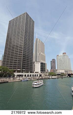 Stock Image - Buildings Along The Waterfront; Chicago Illinois United States Of America. Fotosearch