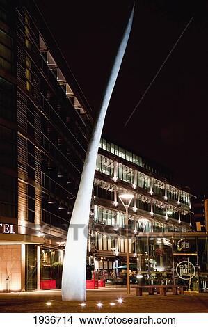 Buildings And A Sculpture Illuminated At Night; Cork City County Cork Ireland View Large Photo Image Picture - Buildings And A Sculpture Illuminated At Night; Cork City County Cork Ireland. Fotosearch