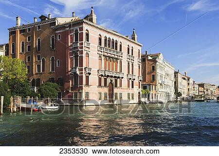 Buildings And Boats Along The Grand Canal; Venice, Italy View Large Photo Image Stock Image - Buildings And Boats Along The Grand Canal; Venice, Italy. Fotosearch