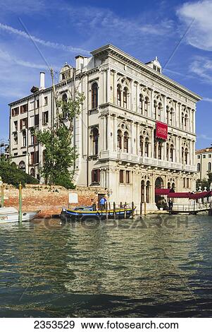 Stock Photo - Buildings And Boats Along The Grand Canal; Venice, Italy. Fotosearch