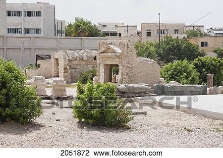 Stock Image - Buildings By The Catacombs Of Kom Ash-Shuqqafa, Alexandria, Al Iskandar. Fotosearch
