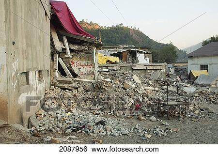 Buildings Destroyed By The 8 October 2005 Earthquake, Muzaffarabad, Azad Kashmir, Pakistan View Large Photo Image Stock Photograph - Buildings Destroyed By The 8 October 2005 Earthquake, Muzaffarabad, Azad Kashmir, Pakistan. Fotosearch